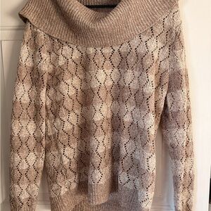 Elegant Tan Sweater with Cowl Neck